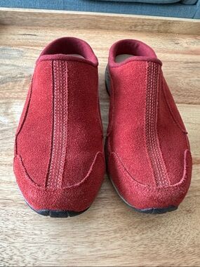 Red Suede Slip-On Shoes